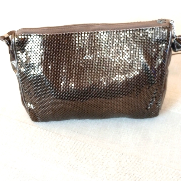 Vintage Whiting & Davis Bronze Mesh and Leather Crossbody/Shoulder Bag - Picture 4 of 15